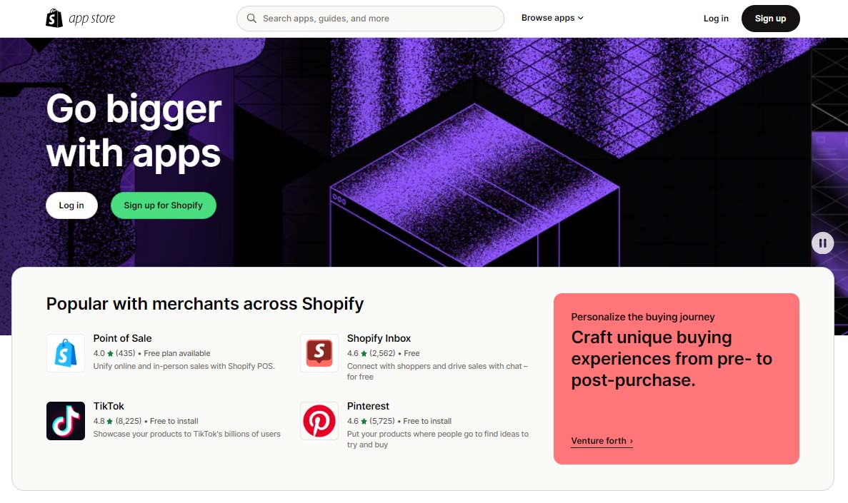 Shopify Integrations screen