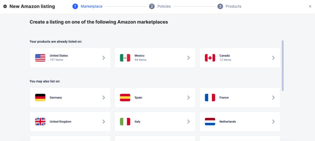 M2E Sales Channels Create New Amazon Listing