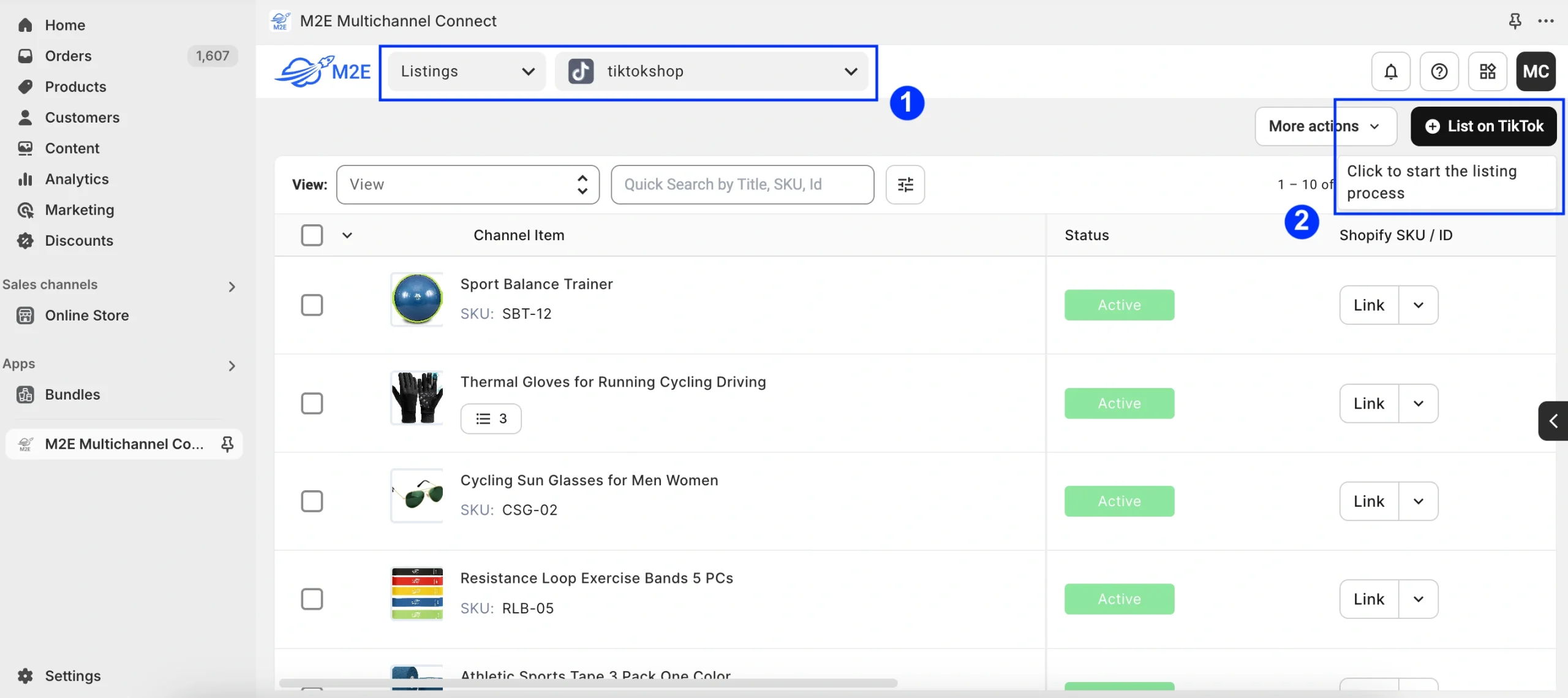 Importer des produits de Shopify vers TikTok Shop Étape 2