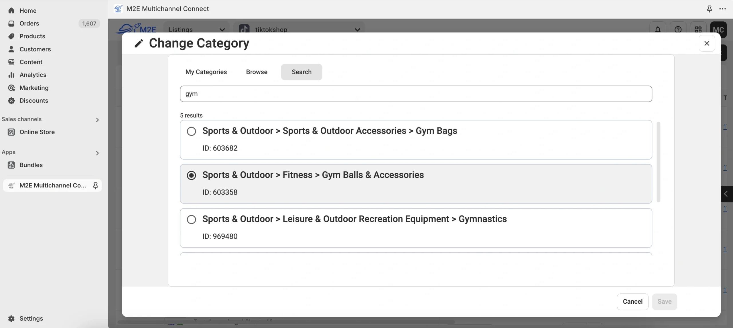Importer des produits de Shopify vers TikTok Shop Étape 6 Catégorie