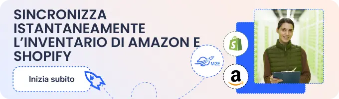 sincronizza istantaneamente l'inventario di Amazon e Shopify