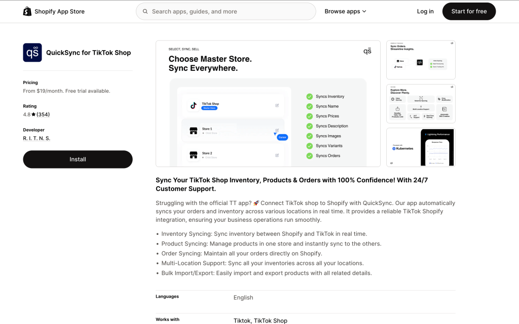 QuickSync pour TikTok Shop