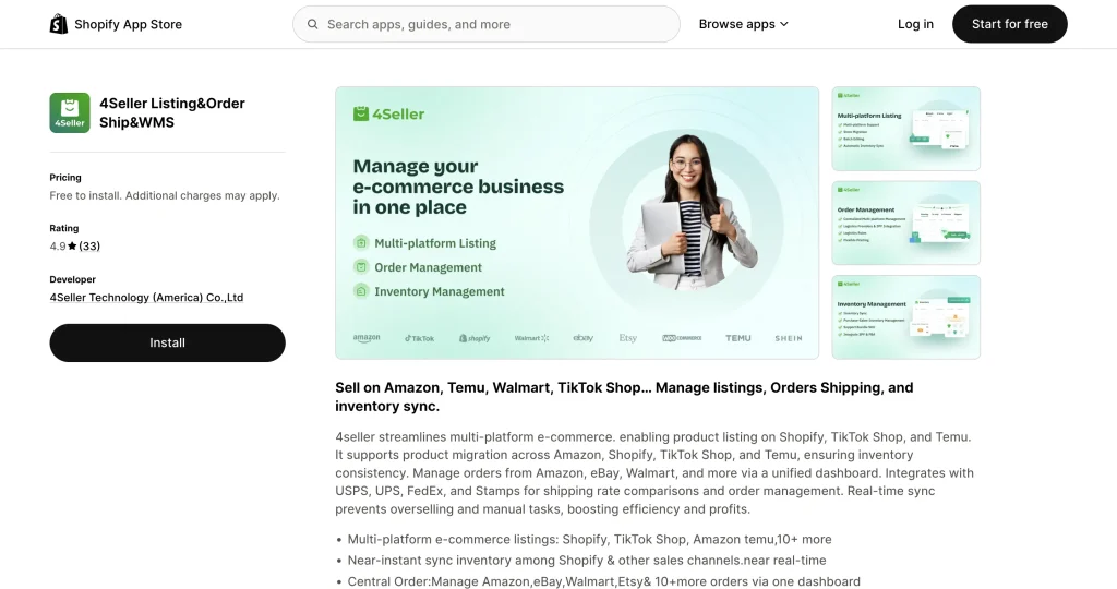 4Seller Auflistung & Bestellung Versand & WMS