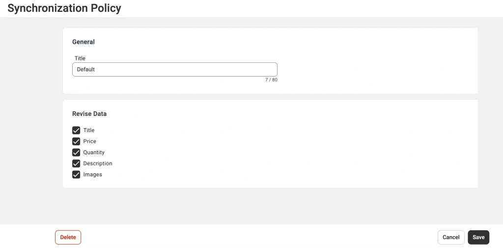 Walmart Synchronization Policy by M2E Cloud