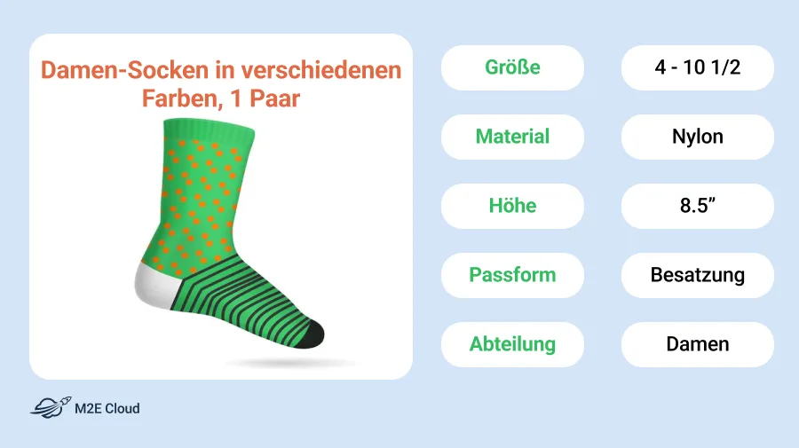 Beispiel für Produktmerkmale