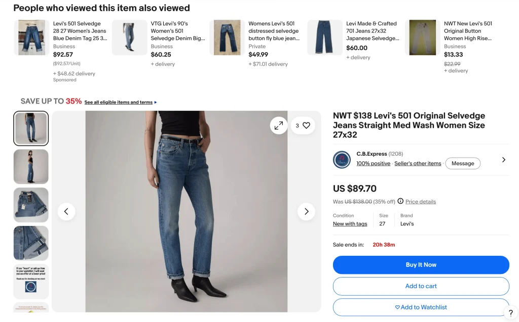 eBay Fashion Women's Clothing Product Page