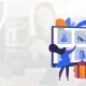 Illustration of a shopper browsing an online storefront with clothing items on a tablet, featuring Amazon and TikTok Shop logos in the scene.